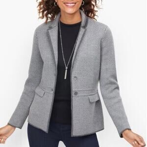 Talbots Merino Wool Herringbone Knit Sweat Blazer Jacket L